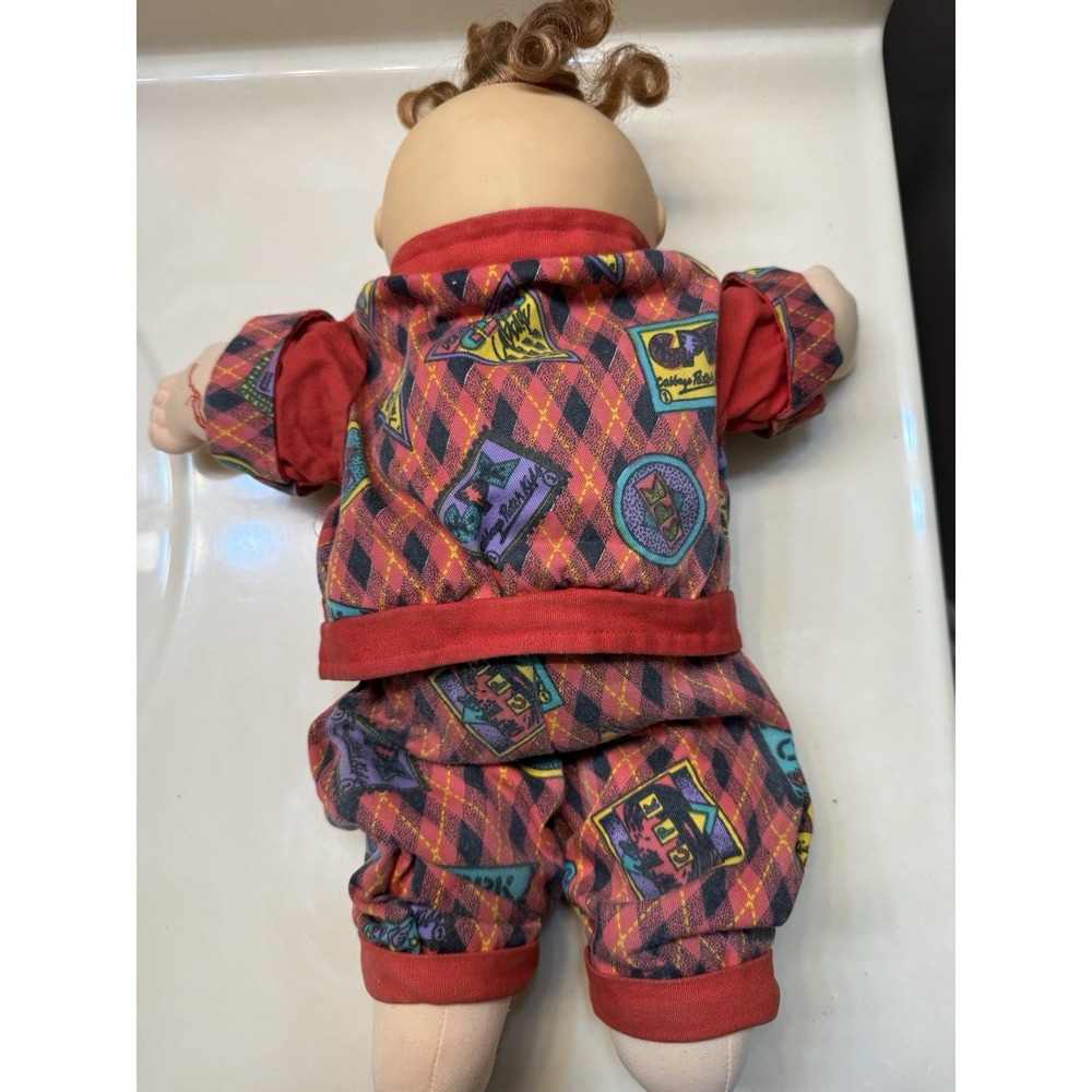 Vintage Cabbage Patch 1988 Doll Baby Brown Hair Blue Eyes Retro Outfit Hasbro - Picture 8 of 9